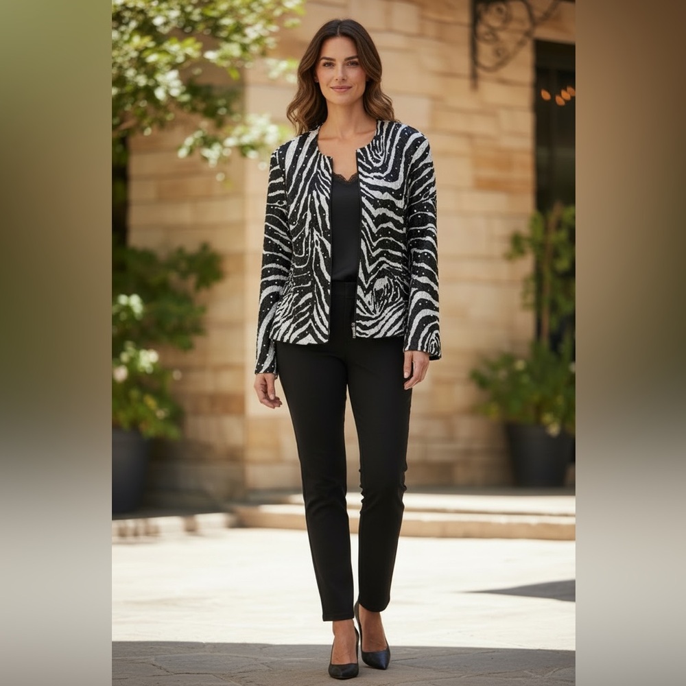 Elegant Zebra Pattern Women's Blazer